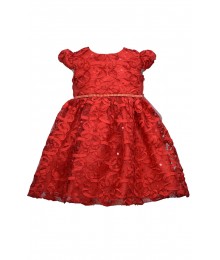 Bonnie Jean Red Soutache Beaded Waist Dress